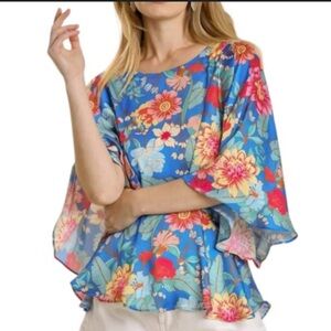 Floral Blue Women's Top Umgee